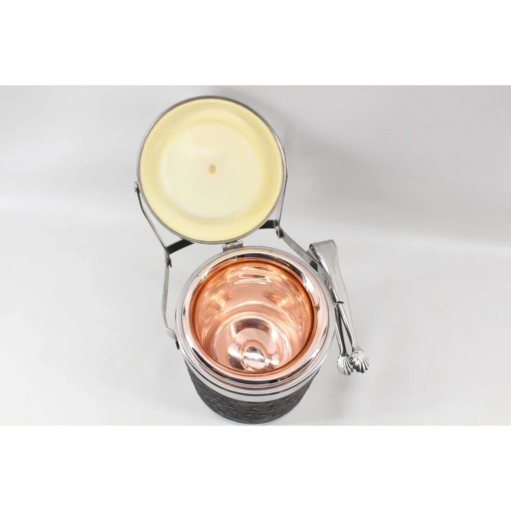 Small Vintage 1970s SUS INOX 18/10 ice Bucket, ice cube tongs stainless steel‎